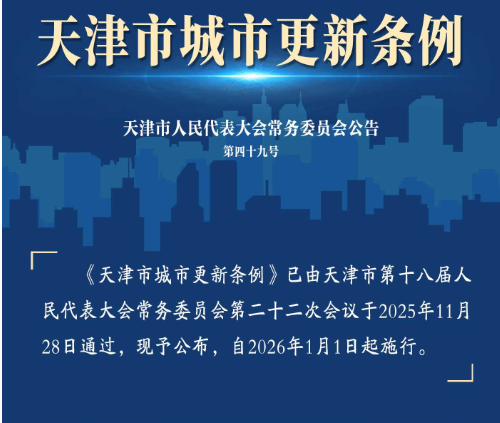 法治赋能 城市&ldquo;更新&rdquo;&mdash;&mdash;《天津市城市更新条例》明年1月1日起施行